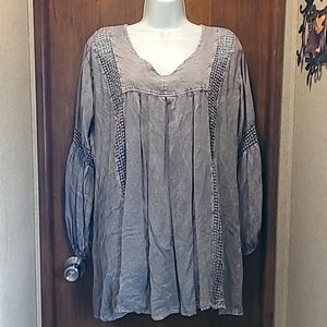 Grey Long Sleeve Blouse by Amanda Collection (XXL)